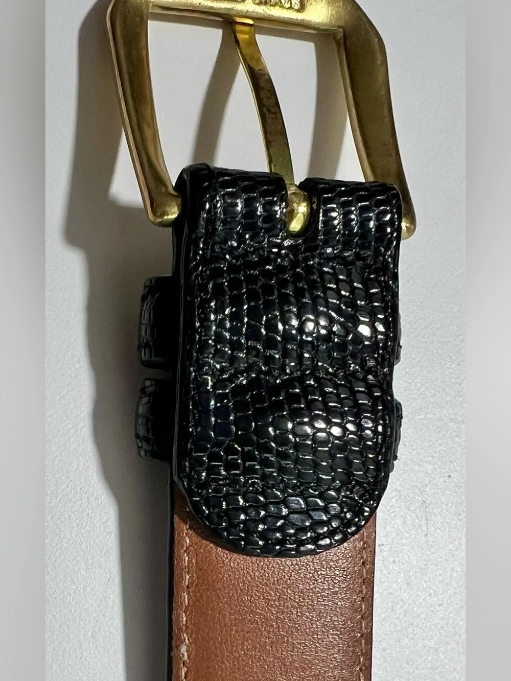 Allen Edmunds Men’s Exotic Teju Lizard Hide And Leather Belt Size 36/90, No. 261